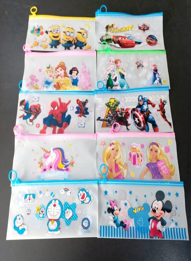Gifting Square Plastic Cartoon Stationery Zip Pouch for Pen Pencil and Multi Utility Best for Return Navratri Gifts (Design 11, Pack of 24),Multicolor - Image 2